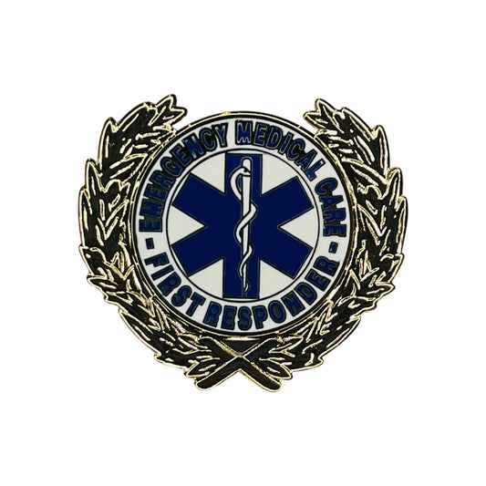 FIRE & EMS, EMERGENCY MEDICAL CARE 1ST RESPONDER WREATH - Artwork, Expertly Designed PIN - 1.1875"