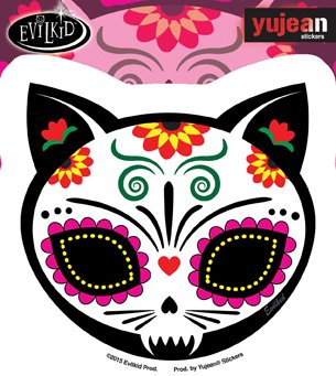 Evilkid - GATO MUERTO - 3.9" x 4.2" - Extra Long Lasting, In/Outdoor, All Weather/UV Resistant, Die-Cut Vinyl STICKER /
