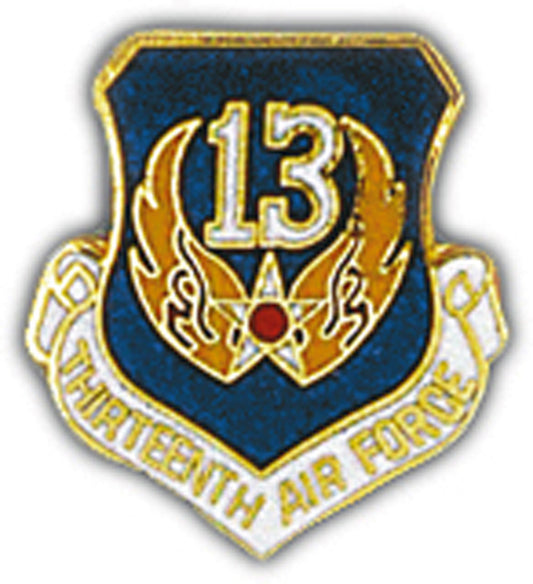 U.S. AIR FORCE, 13th Air Force SHIELD - Original Artwork, Expertly Designed PIN - 1"