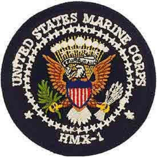 UNITED STATES MILITARY PATCH, USA MARINE CORPS HMX-1 LOGO - Embroidered Sew On / Iron On Patriotic PATCH - 3" Round