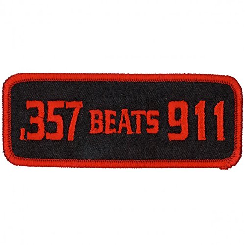 357 BEATS 911, Exceptional Quality Iron-On / Saw-On, Heat Sealed Backing Rayon PATCH - 4" x 2"
