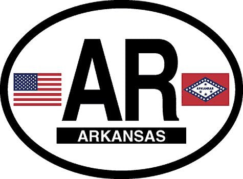ARKANSAS FLAG, Waterproof UV Coated, Famous Reflective OVAL Sticker DECAL , 3.5" x 4.75"