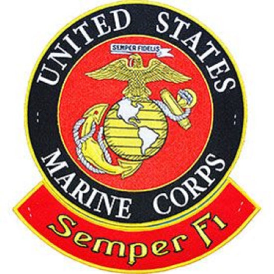 UNITED STATES MILITARY PATCH, USA MARINE CORPS LOGO - Embroidered Sew On / Iron On Patriotic PATCH - 12"