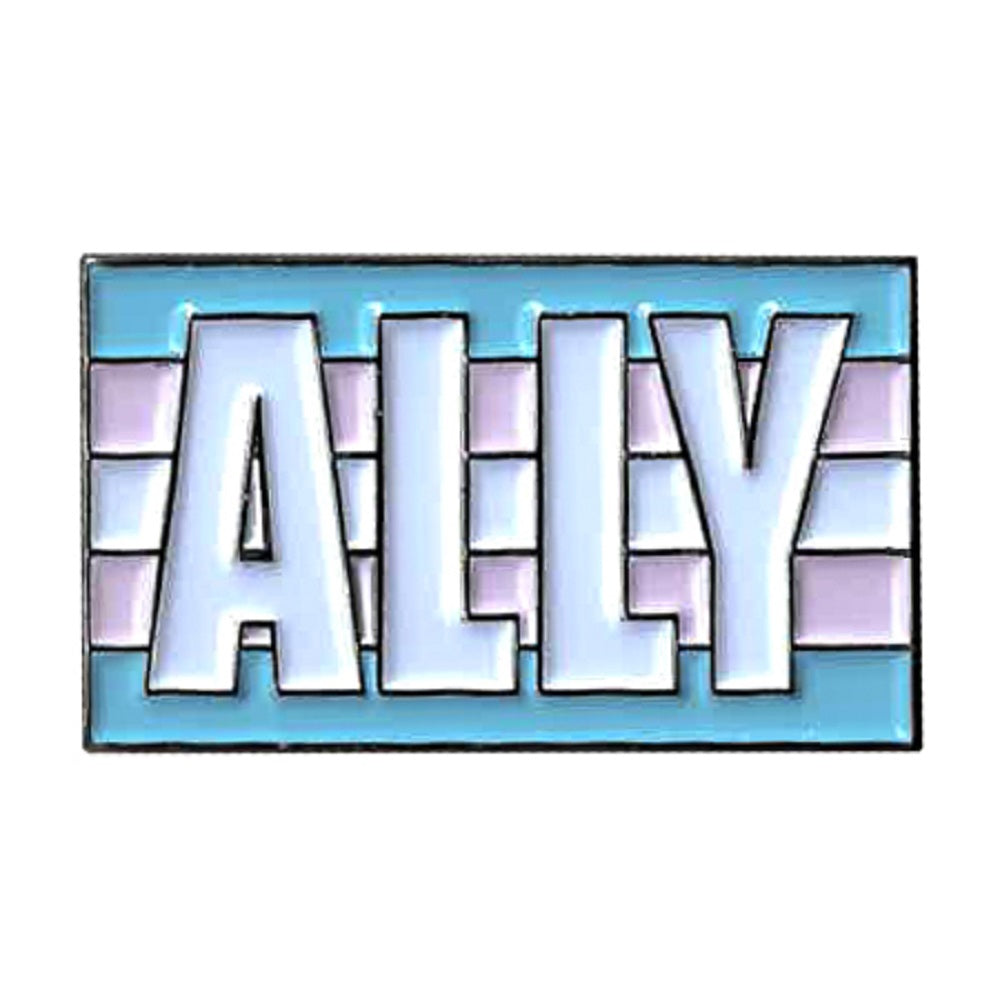 TRANSGENDER FLAG ALLY ENAMEL PIN - Transgender Flag with "ALLY" Novelty Backpack Cute Enamel Lapel PIN