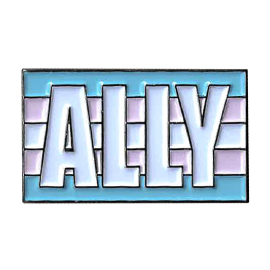 TRANSGENDER FLAG ALLY ENAMEL PIN - Transgender Flag with "ALLY" Novelty Backpack Cute Enamel Lapel PIN