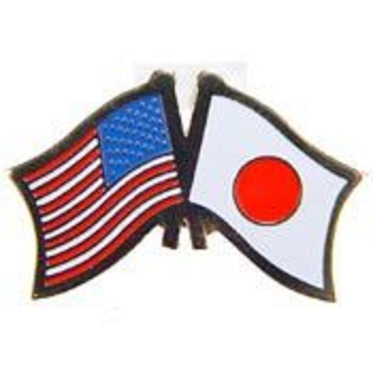 INTERNATIONAL, USA & JAPAN Cross Flags - Original Artwork, Expertly Designed PIN - 1.125"