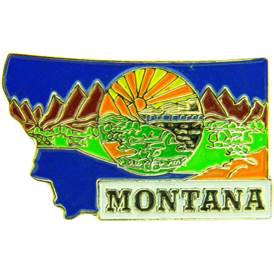 USA STATES, MONTANA Map - Original Artwork, Expertly Designed PIN - 1"