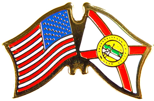 USA STATES, USA & FLORIDA Cross Flags - Original Artwork, Expertly Designed PIN - 1.125"