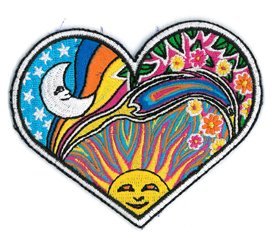 Dan Morris Night / Day Heart PATCH, Iron-On / Saw-On, Carded & Packaged Individually - 2.75" x 3.5"