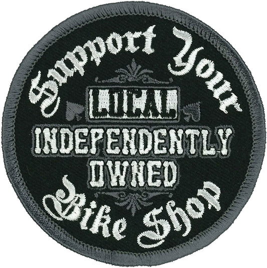 INDEPENDENTLY OWNED SUPPORT YOUR LOCAL BIKE SHOP, PATCH - High Thread Iron-On Heat Sealed Backing Sew-On Biker's Patch - 3" x 3"