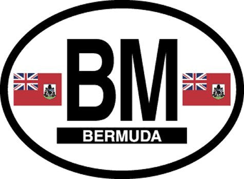 BERMUDA FLAG, Waterproof UV Coated, Famous Reflective OVAL Sticker DECAL , 3.5" x 4.75"