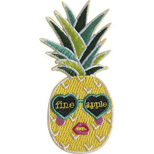 FINE-APPLE HEART SUNGLASSES - Original Artwork, Embroidered Iron On PATCH, 1.8" x 3.9"