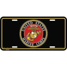 United States Marine Corps License, Plate , Black - 6" X 12"
