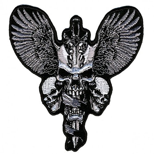 SKULL AND DAGGERS, High Thread Embroidered Iron-On / Saw-On, Heat Sealed Backing Rayon PATCH - 11" x 12"