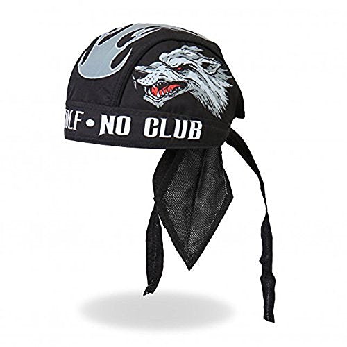 LONE WOLF No Club - High Quality Micro-Fiber & Mesh Lining Bikers HEADWRAP