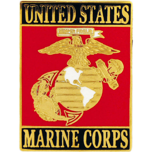 U.S. MARINES, USMC LOGO RECTANGLE - Original Artwork, Expertly Designed PIN - 1.125"