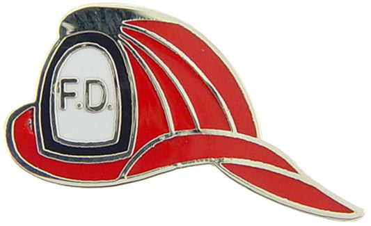 FIRE & EMS, Fire Department HELMET Left - Original Artwork, Expertly Designed PIN Red - 1"