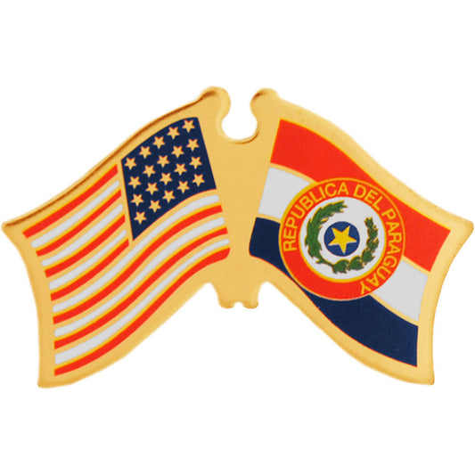 INTERNATIONAL, USA & PARAGUAY Cross Flags - Original Artwork, Expertly Designed PIN - 1.125"