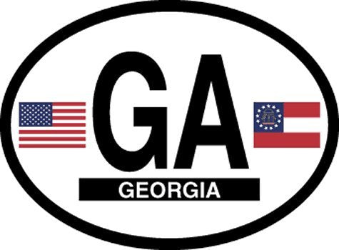 GEORGIA FLAG, Waterproof UV Coated, Famous Reflective OVAL Sticker DECAL , 3.5" x 4.75"