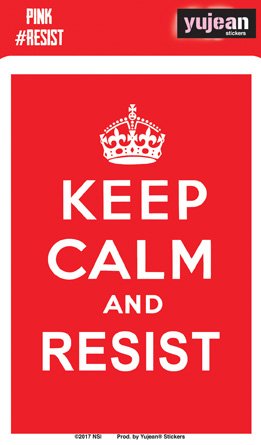 Pink #Resist Keep Calm And Resist Gay Pride, LGBT Officially Licensed Original Artwork, 3.6" x 5.25" - Sticker DECAL