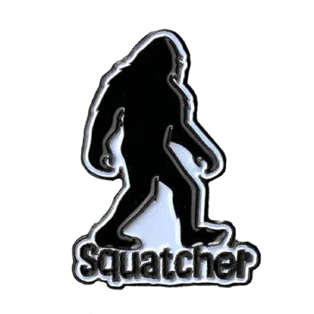 SASQUATCHER PIN, The Black Big Foot Design - Backpack Enamel Lapel Pin - 1.25" x 1"