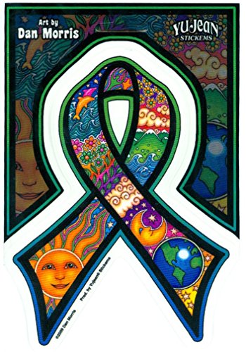 Earthday Ribbon - Dan Morris, Waterproof Vinyl Sticker DECAL for Car Bumper Skateboard Laptop Luggage - 4.5" x 6"