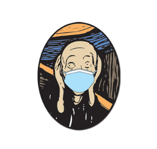 COVID SPECIAL WEAR MASK STAY SAFE, PIN - Munch's Scream Masked, Novelty Cute Enamel Lapel PIN - 1.25"