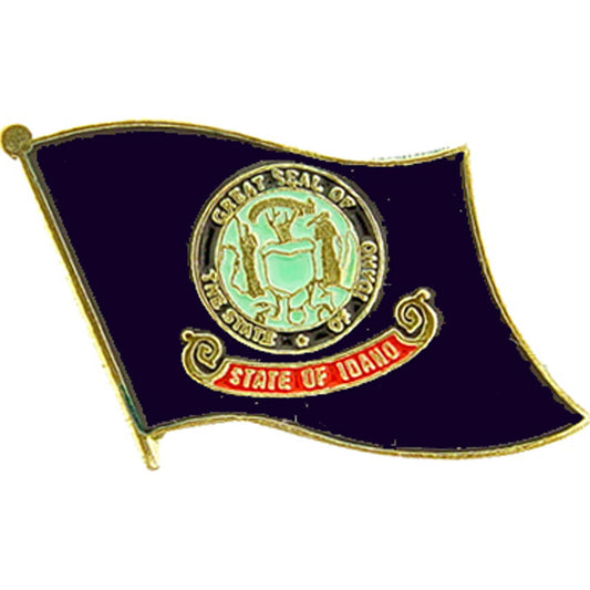 American Flag Pin, US STATES IDAHO Flag - Novelty Patriotic Enamel Lapel PIN - 1"