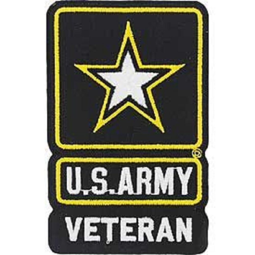 US ARMY, STAR LOGO VETERAN - Decorative Patches, Embroidered Iron On Patch - 3.75"