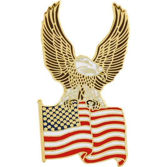 USA & PATRIOTIC, USA FLAG EAGLE ON TOP - Original Artwork, Expertly Designed PIN - 1.125"