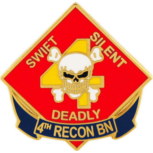 U.S. MARINES, Swift Silent Deadly 4th RECON BATTALION - Artwork, Expertly Designed PIN Red - 1"