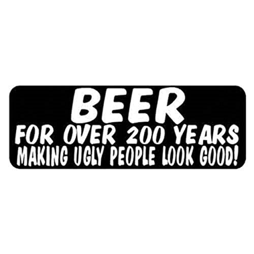 Beer For Over 200 Years Helmet Stickers - Novelty Artwork Biker Decals, 4" x 1"