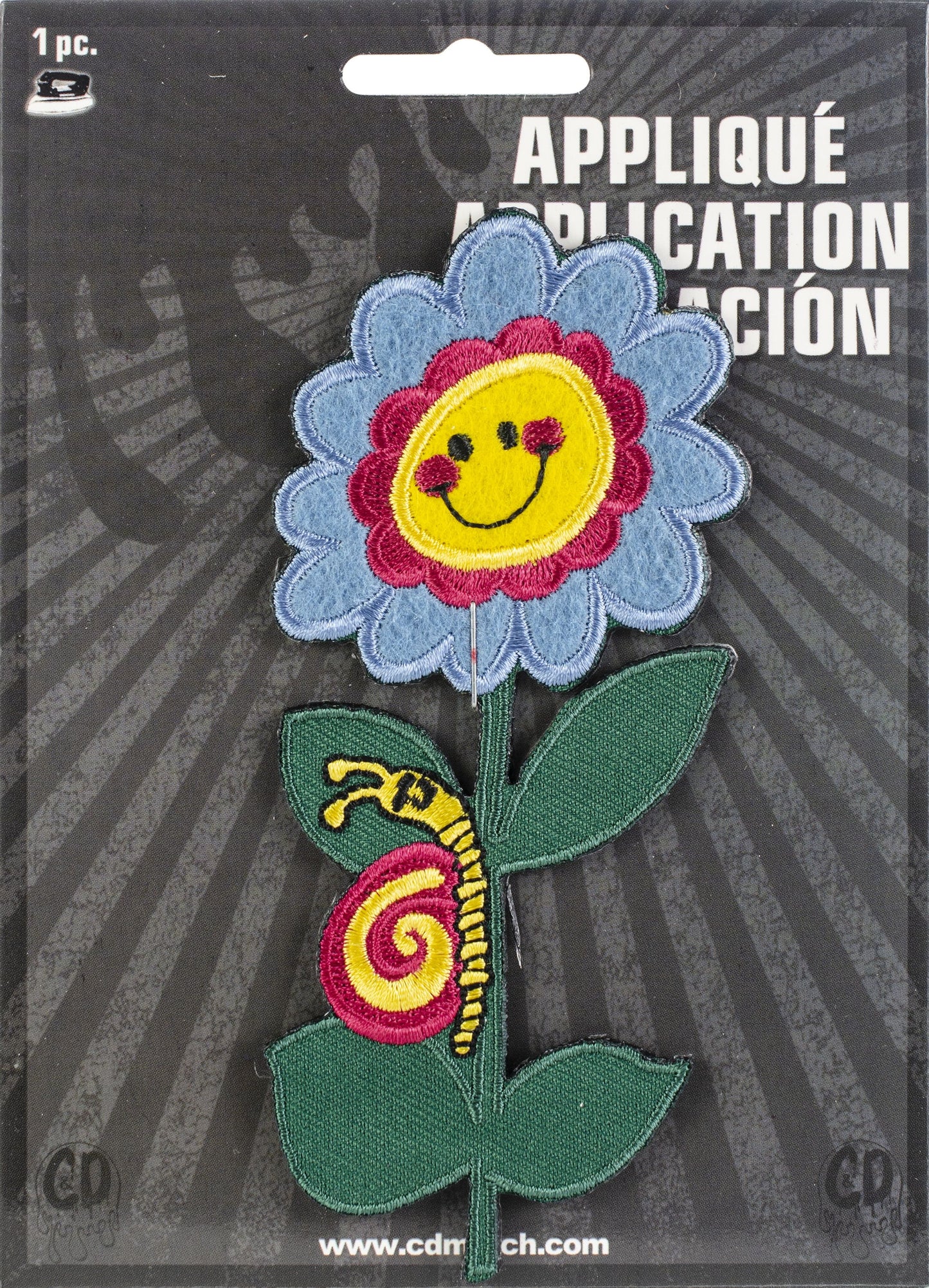 Flower With Snail - Cheri Strole Artwork Embroidered Iron On Patches, 2.16 x 4.8"