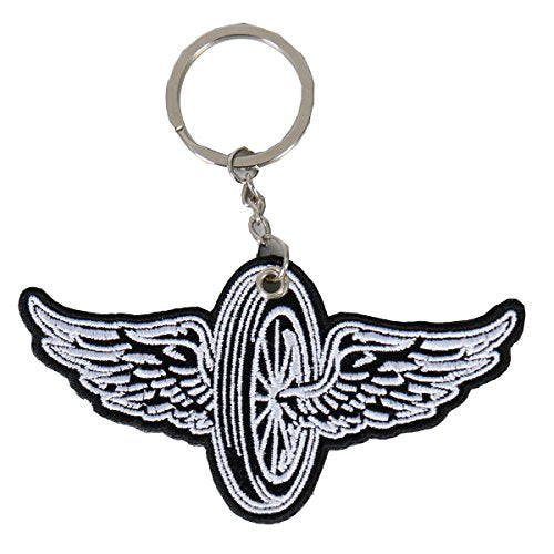 Double Sided Key Chains, FLYING WHEEL - High Quality Embroidered PATCH KEYCHAIN - 4" x 2"
