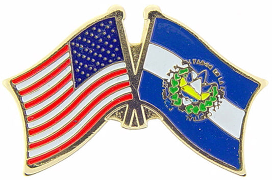 INTERNATIONAL, USA & EL SALVADOR Cross Flags - Original Artwork, Expertly Designed PIN - 1.125"
