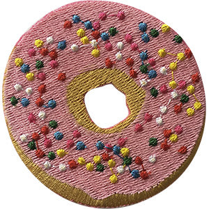 PINK SPRINKLE DONUT - Original Artwork, Embroidered Iron On PATCH, 3.8" x 3.8"