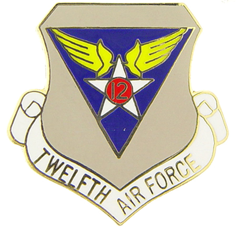 U.S. AIR FORCE, 12th Air Force SHIELD - Original Artwork, Expertly Designed PIN - 1"