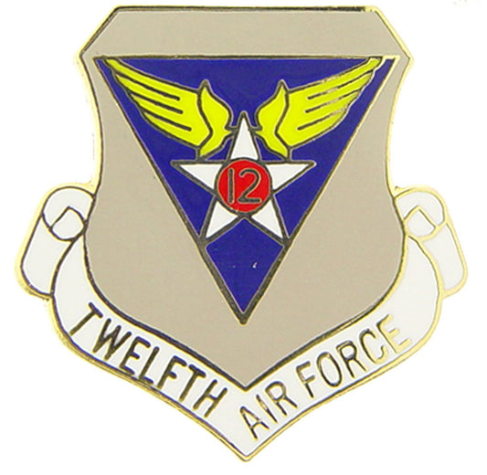 U.S. AIR FORCE, 12th Air Force SHIELD - Original Artwork, Expertly Designed PIN - 1"