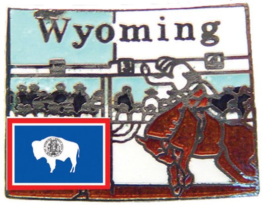 USA STATES, WYOMING Map - Original Artwork, Expertly Designed PIN - 1"
