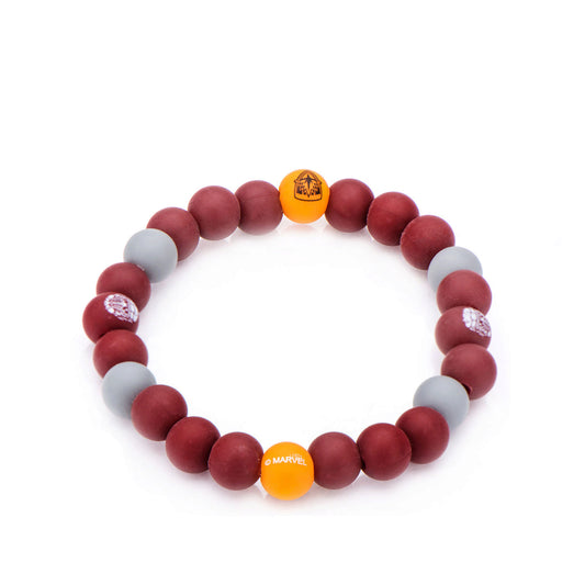 Marvel Comics Women's Guardians of The Galaxy Logo Silicone Beads Stretch Bracelet, Brown, Expandable
