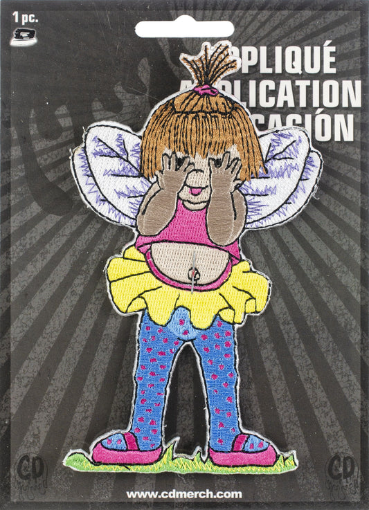 Peek-A-Boo Pixie - Cheri Strole Artwork Embroidered Iron On Patches, 2.8" x 5"