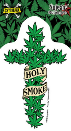 Skygraphx - Holy Smoke Marijuana Cross - Sticker / Decal