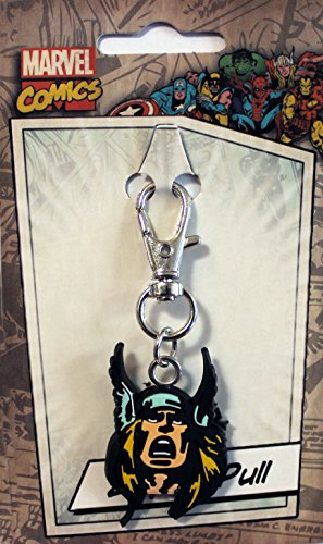 Marvel Comics Retro Thor's Head - Officially Licensed Original Artwork, Rubber ZIPPER PULL - 2.5" x 1"