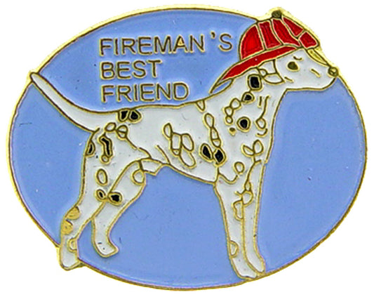FIRE & EMS, DOG FIREMAN'S BEST FRIEND - Original Artwork, Expertly Designed PIN - 1"