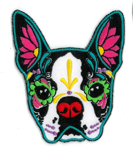 CALI Original Artwork, PRETTY IN INK FRENCH BULLDOG - Embroidered Iron On PATCH, 3.5"
