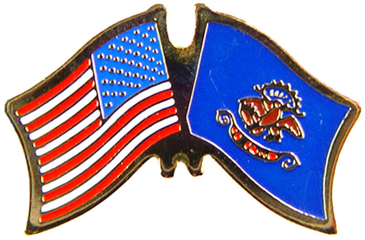 USA STATES, USA & NORTH DAKOTA Cross Flags - Original Artwork, Expertly Designed PIN - 1.125"