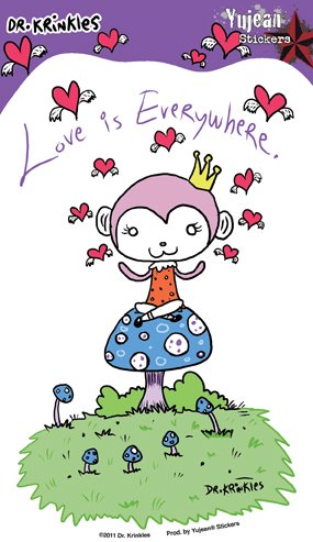 Dr Krinkles - Love is Everywhere Pink Monkey - Sticker / Decal