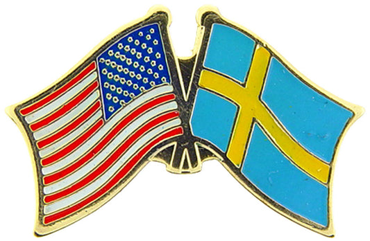INTERNATIONAL, USA & SWEDEN Cross Flags - Original Artwork, Expertly Designed PIN - 1.125"