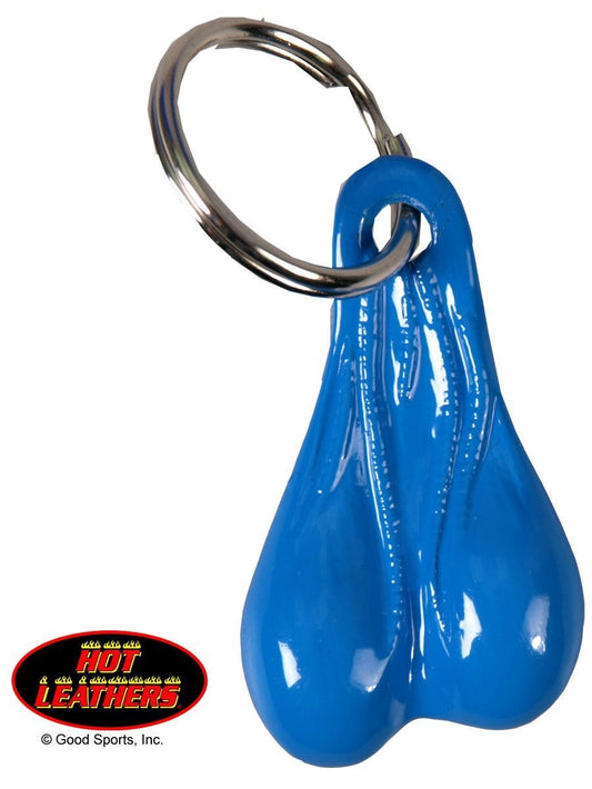 BLUE BALLS Biker's KEY CHAIN Witty Sense of Humor Nut Ball Sack, Stainless Steel KEYCHAIN NEW