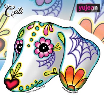 Cali of Pretty - Sugar Skull Dogs - Die Cut Sticker DECAL (CALI DACHSHUND)
